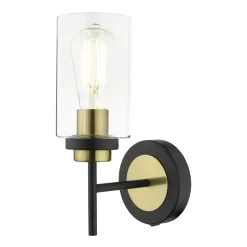 Abel Wall Light Satin Black & Gold With Glass Shades