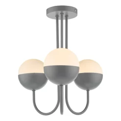 Andre 3 Light Semi Flush Grey Opal Glass