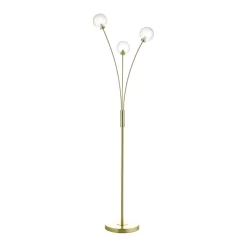 Avari 3 Light Floor Lamp Satin Brass Glass