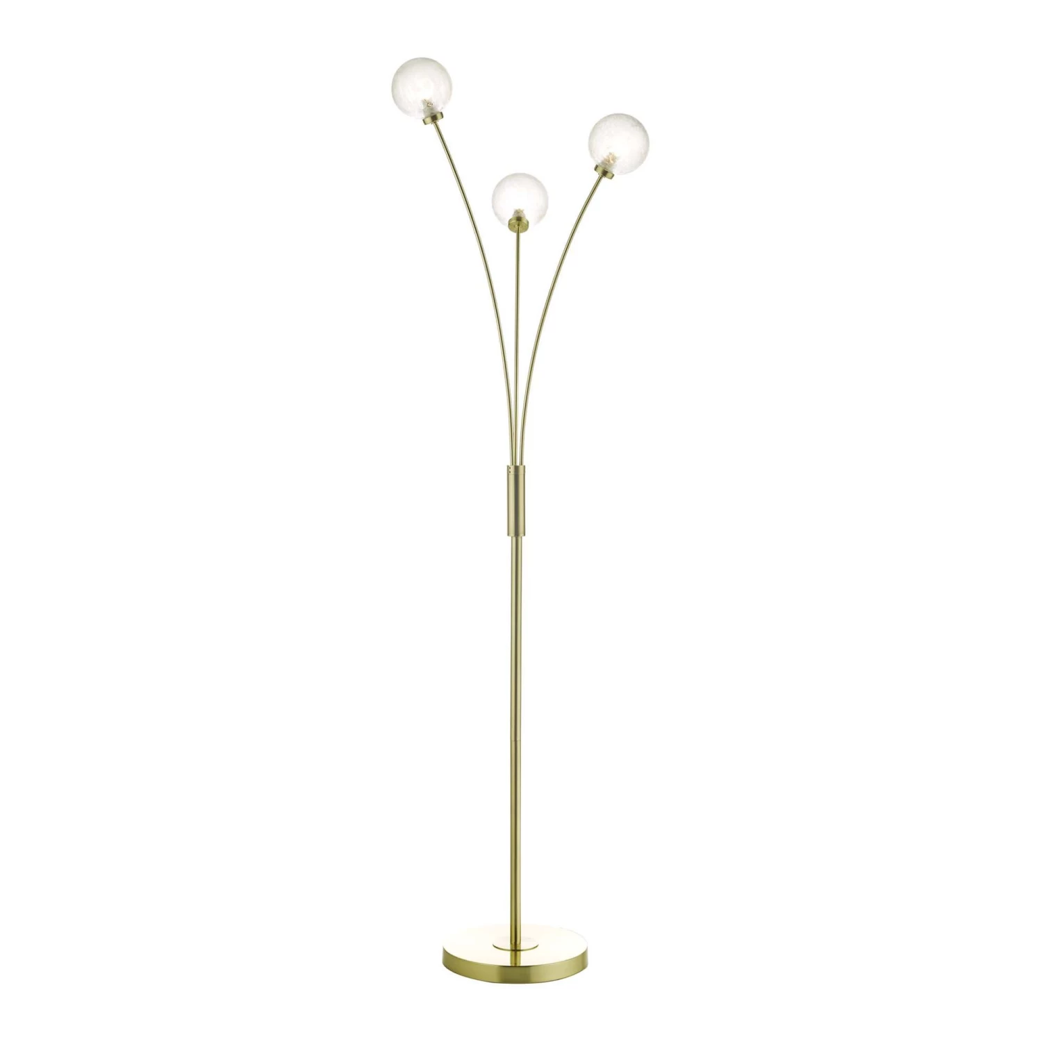Avari 3 Light Floor Lamp Satin Brass Glass
