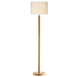Avenue Floor Lamp Light Wood Polished Chrome With Shade