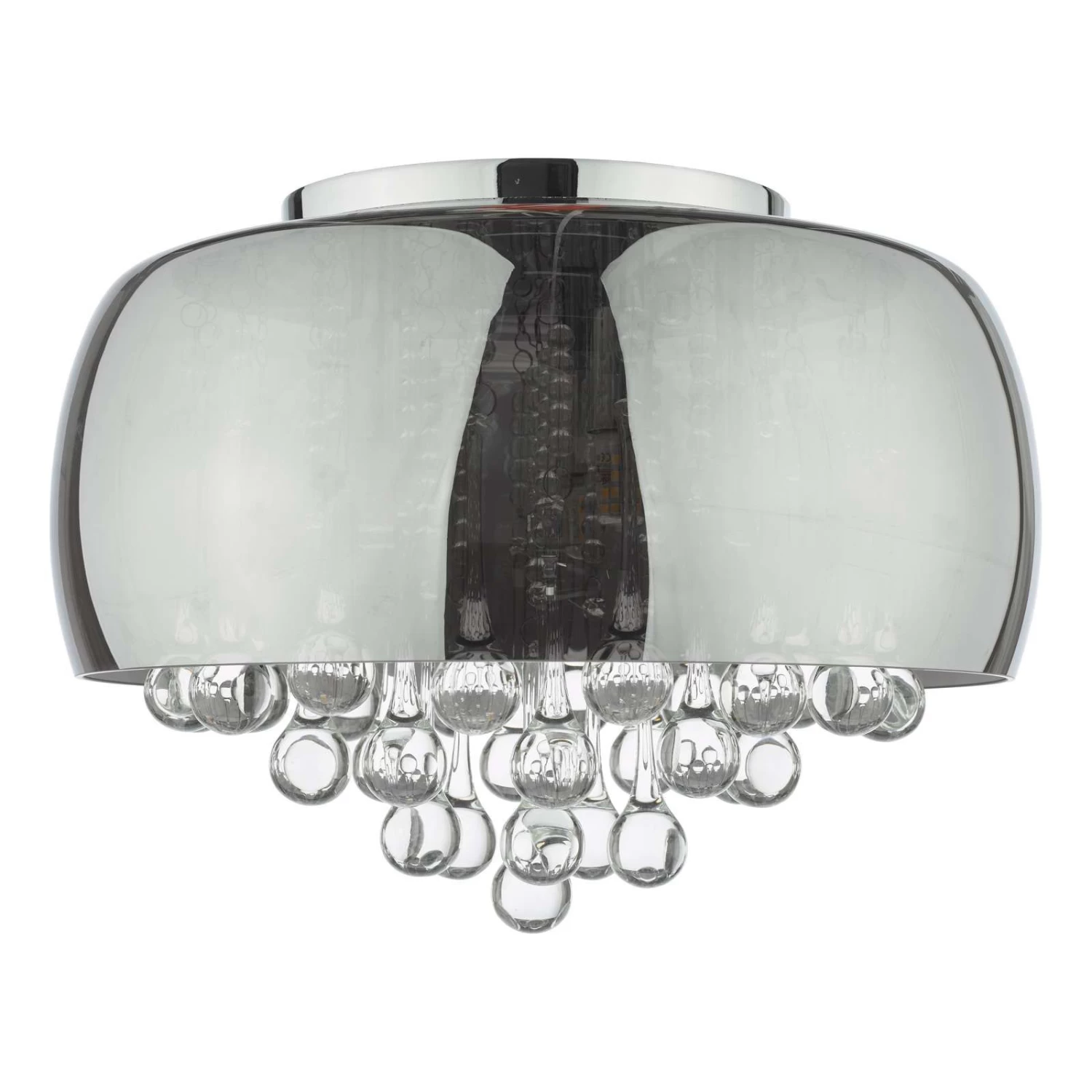 Aviel 5 Light Flush Smoked Shade With Clear Glass Droppers - Image 2