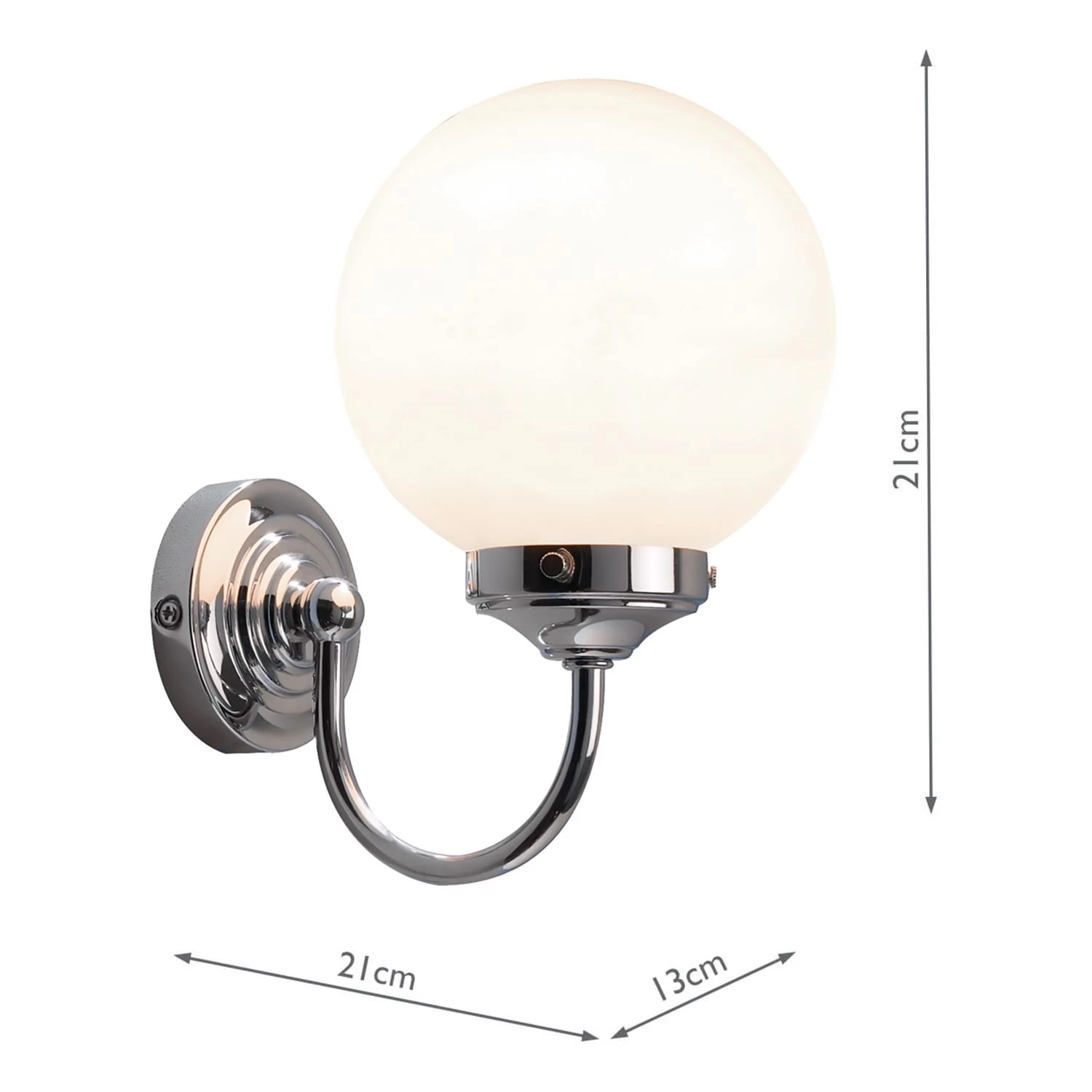 Barclay Bathroom Wall Light Polished Chrome Opal Glass IP44 - Image 6