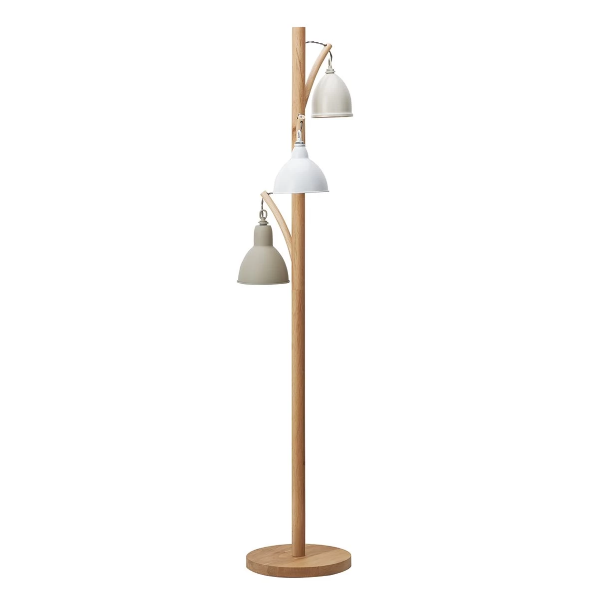 Blyton 3 Light Floor Lamp Wood Cream/Grey - Image 4