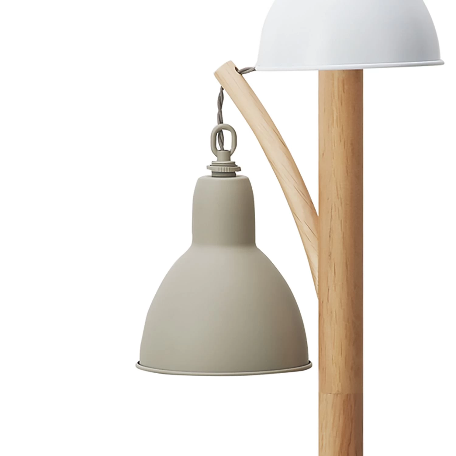 Blyton 3 Light Floor Lamp Wood Cream/Grey - Image 2
