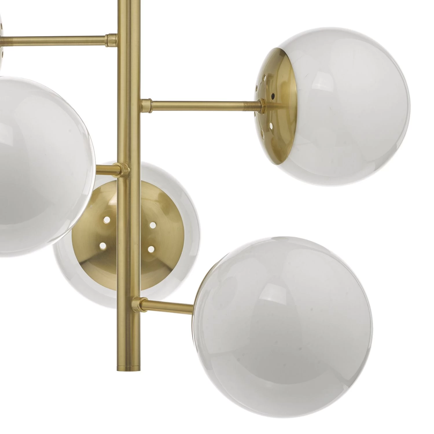 Bombazine 5 Light Pendant Natural Brass & Opal Glass - Image 4