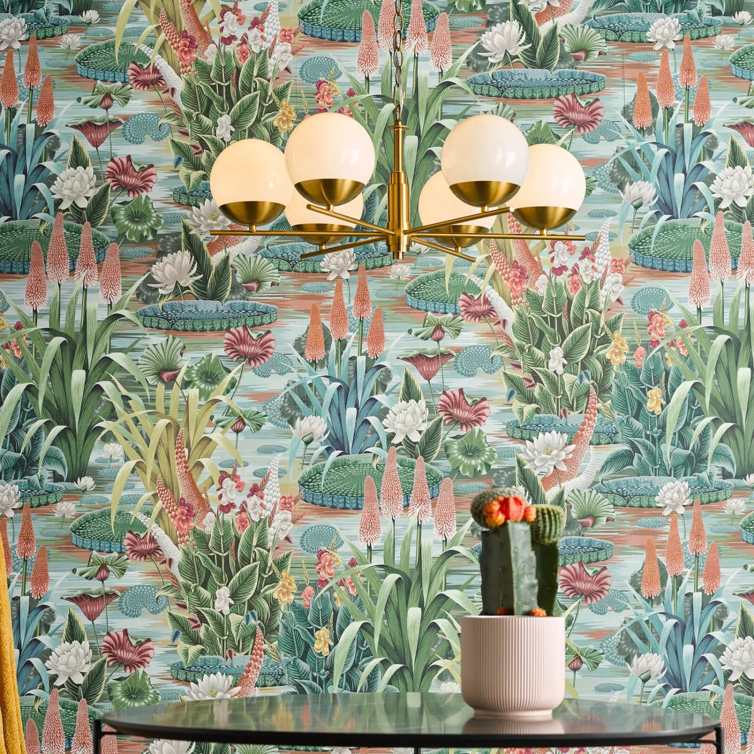 Bombazine 6 Light Pendant Natural Brass And Opal Glass - Image 10