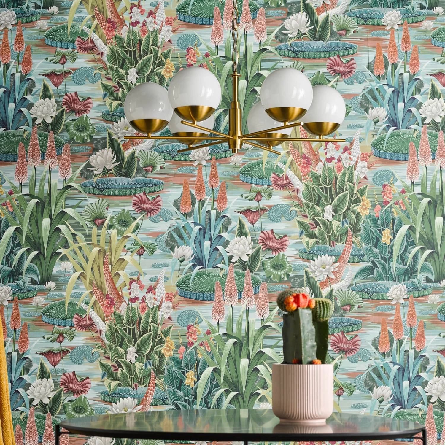 Bombazine 6 Light Pendant Natural Brass And Opal Glass - Image 11