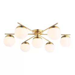 Bombazine 7 Light Semi-Flush Natural Brass And Opal Glass