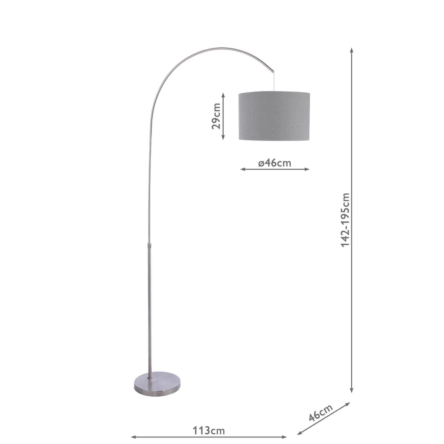 Bow Floor Lamp Satin Nickel With Shade - Image 3