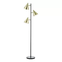 Branco 3 Light Floor Lamp Matt Black And Brass