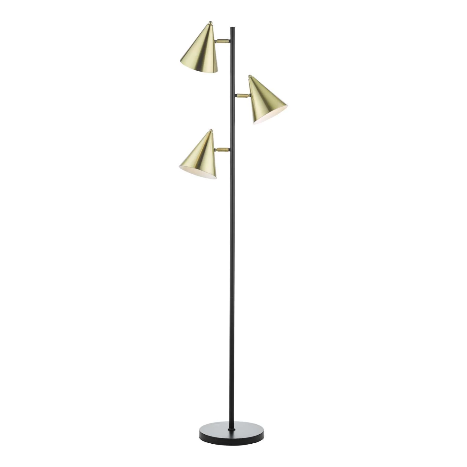 Branco 3 Light Floor Lamp Matt Black And Brass