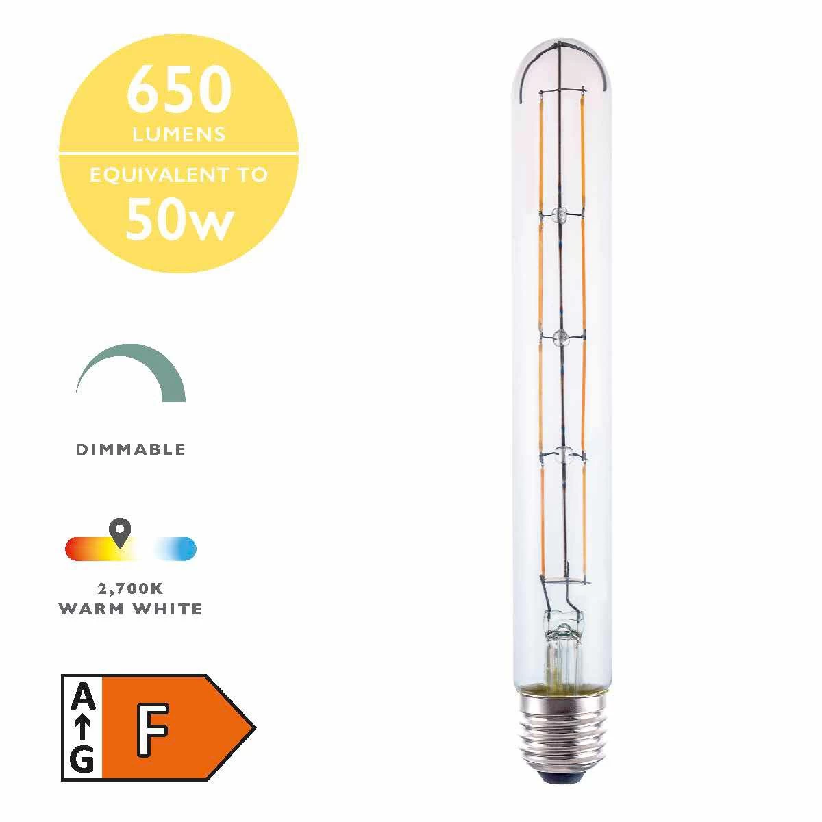 (Pack Of 5) LED Tube Light Bulb (Lamp) ES/E27 6W 650LM