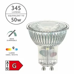 (Pack Of 5) LED GU10 Light Bulb (Lamp) 5W 345LM 3000K