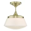 Caden Bathroom Semi Flush Antique Brass Opal Glass IP44