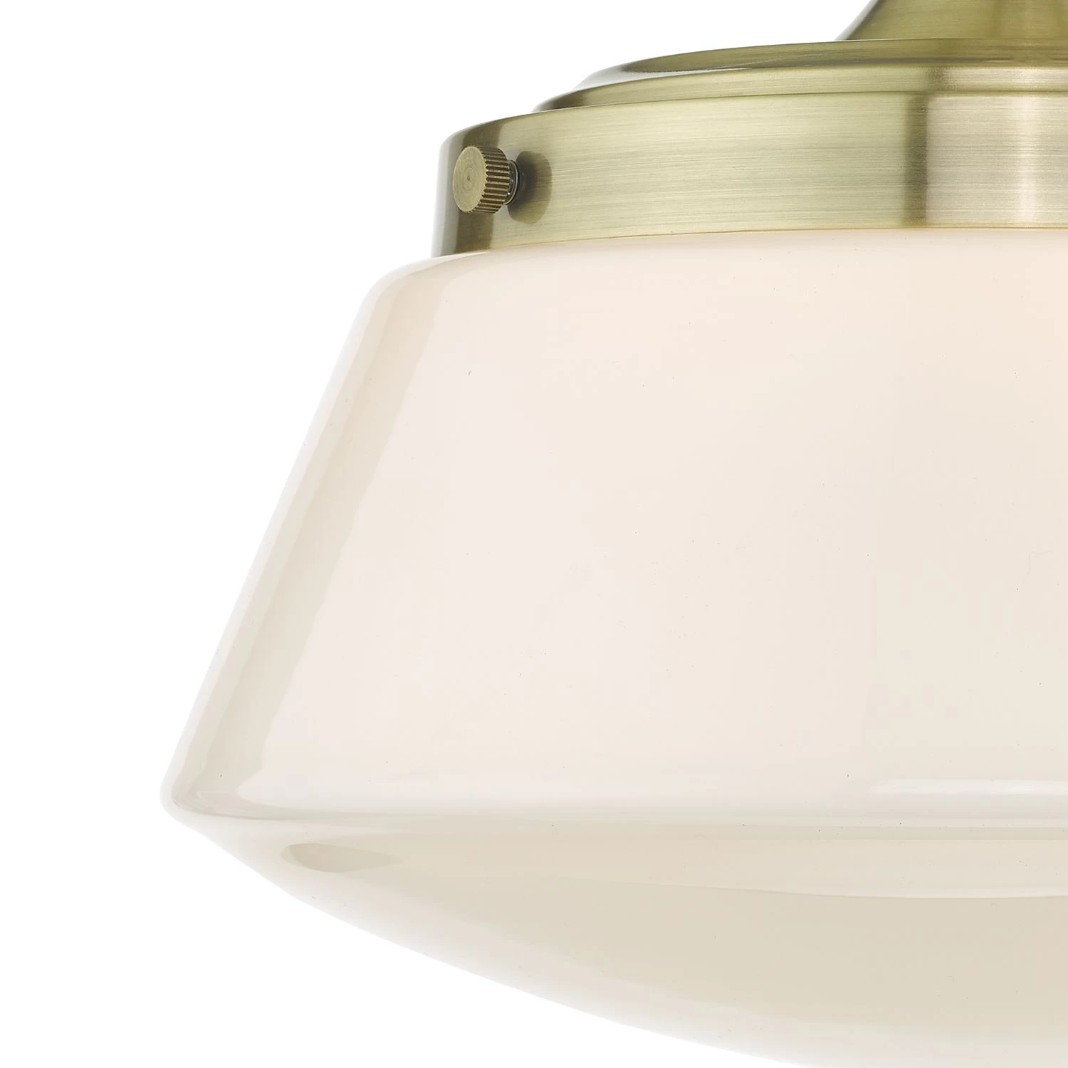 Caden Bathroom Semi Flush Antique Brass Opal Glass IP44 - Image 4