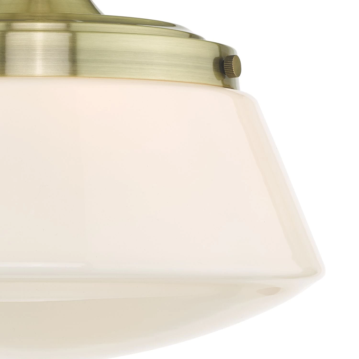 Caden Bathroom Semi Flush Antique Brass Opal Glass IP44 - Image 5