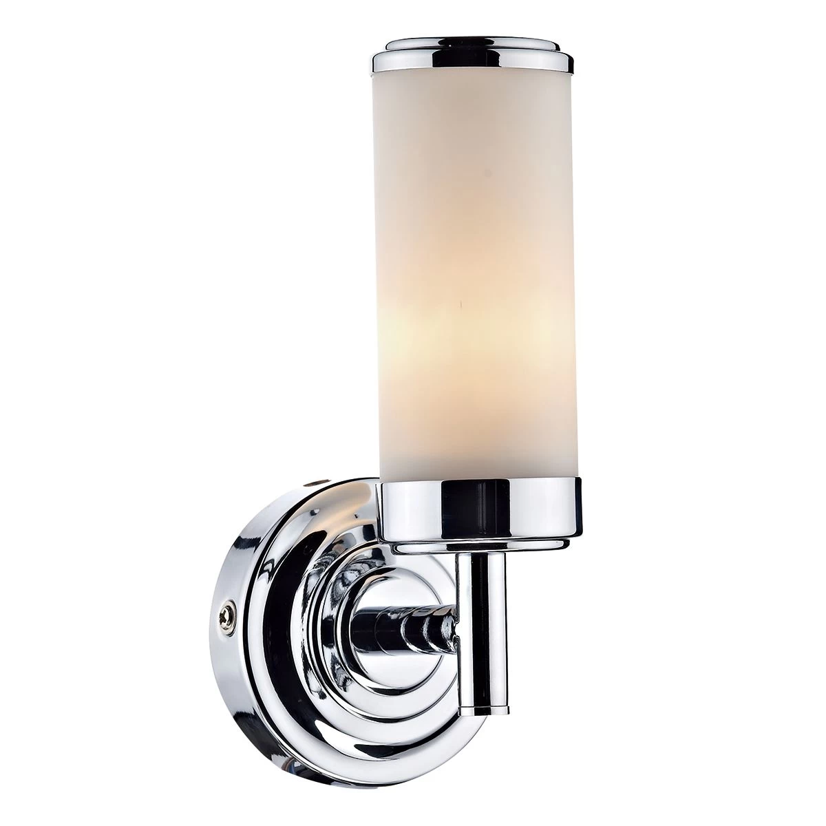 Century Bathroom Wall Light Polished Chrome Opal Glass IP44 - Image 3