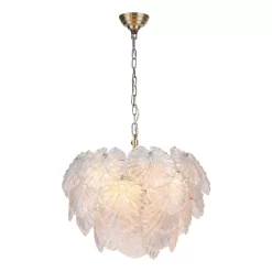 Courtney 10 Light Pendant Textured Glass And Antique Brass
