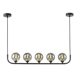 Cradle 5 Light Bar Pendant Matt Black With Smoked Glass
