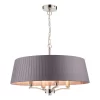 Cristin 4 Light Pendant Polished Nickel With Grey Shade