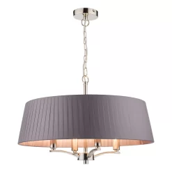 Cristin 4 Light Pendant Polished Nickel With Grey Shade