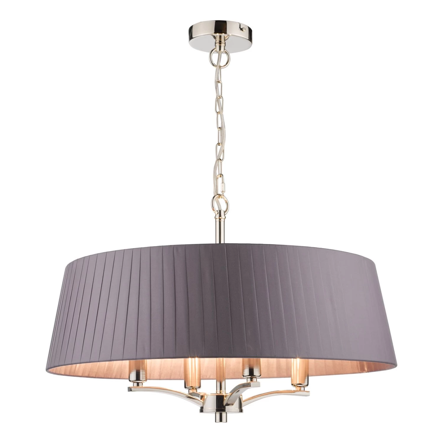 Cristin 4 Light Pendant Polished Nickel With Grey Shade