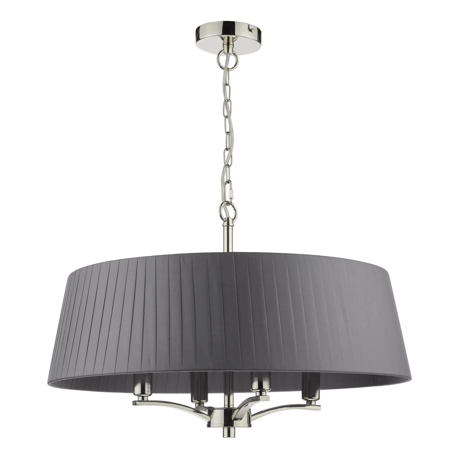 Cristin 4 Light Pendant Polished Nickel With Grey Shade - Image 2
