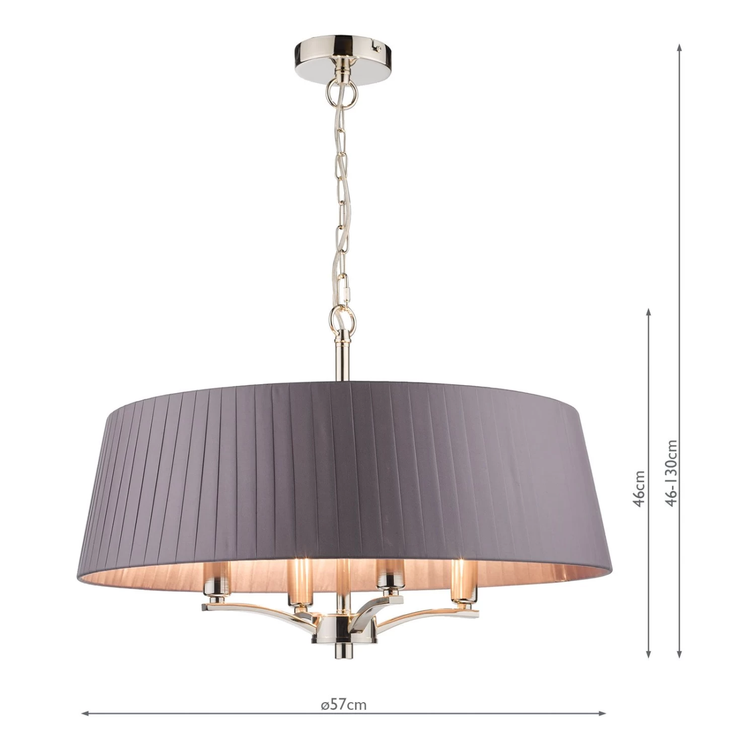 Cristin 4 Light Pendant Polished Nickel With Grey Shade - Image 10