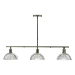 Dara 3 Light Bar Pendant Antique Brass & Glass