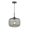 Demarius 1 Light Pendant Black And Smoked Glass
