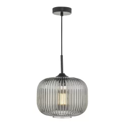 Demarius 1 Light Pendant Black And Smoked Glass