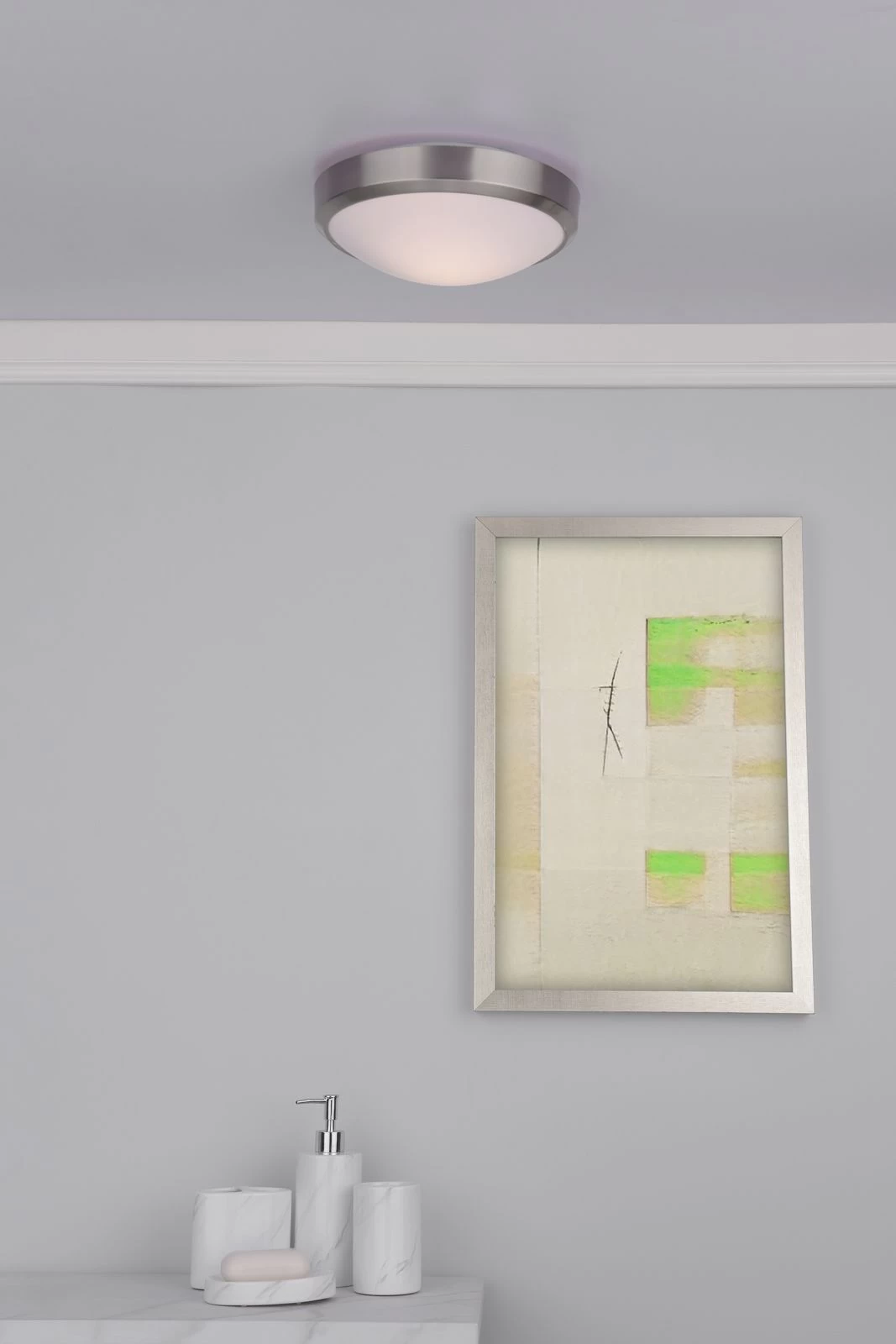 Dover Bathroom Flush Satin Chrome White Acrylic IP44 - Image 4