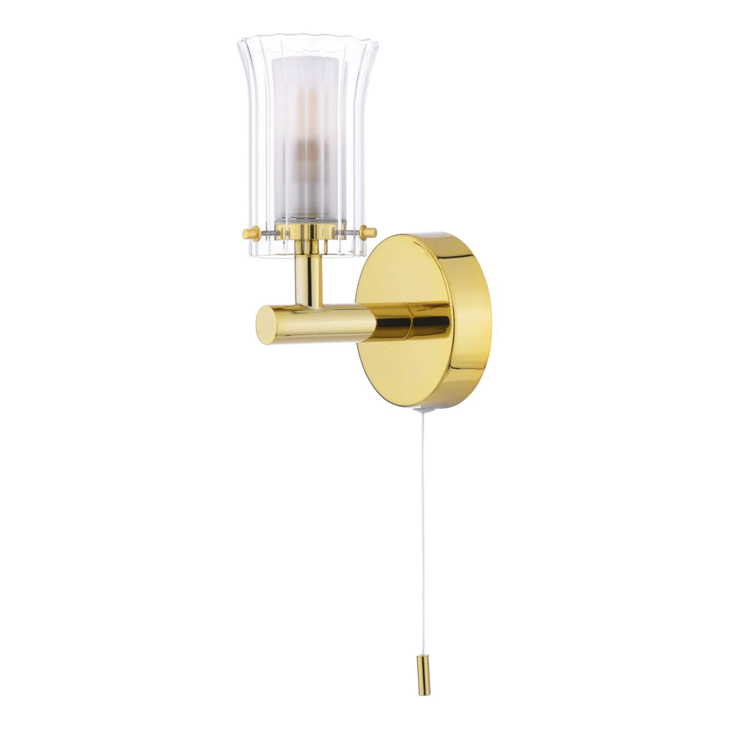 Elba Bathroom Wall Light Polished Gold Glass IP44 - Image 2