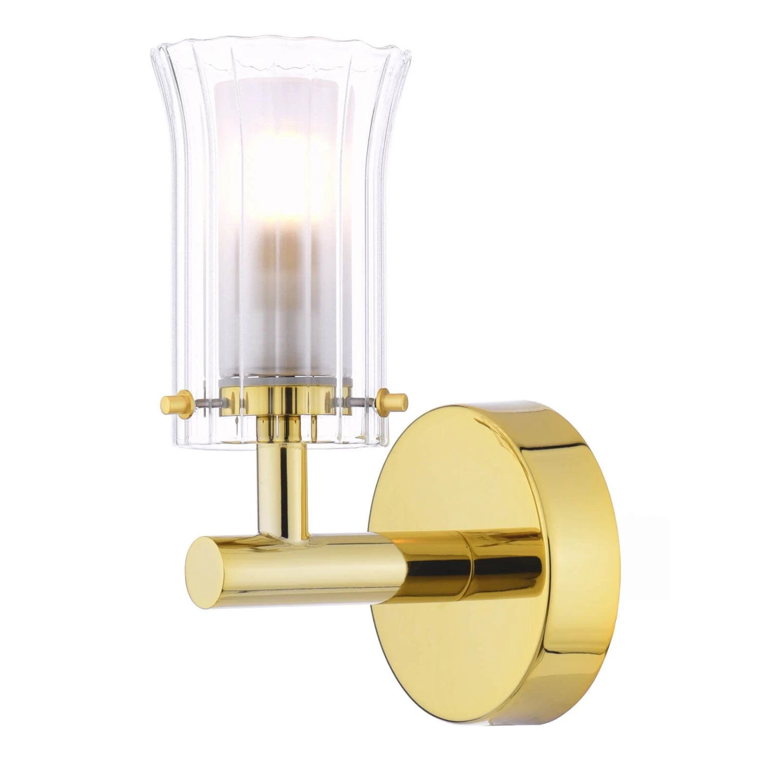 Elba Bathroom Wall Light Polished Gold Glass IP44 - Image 3
