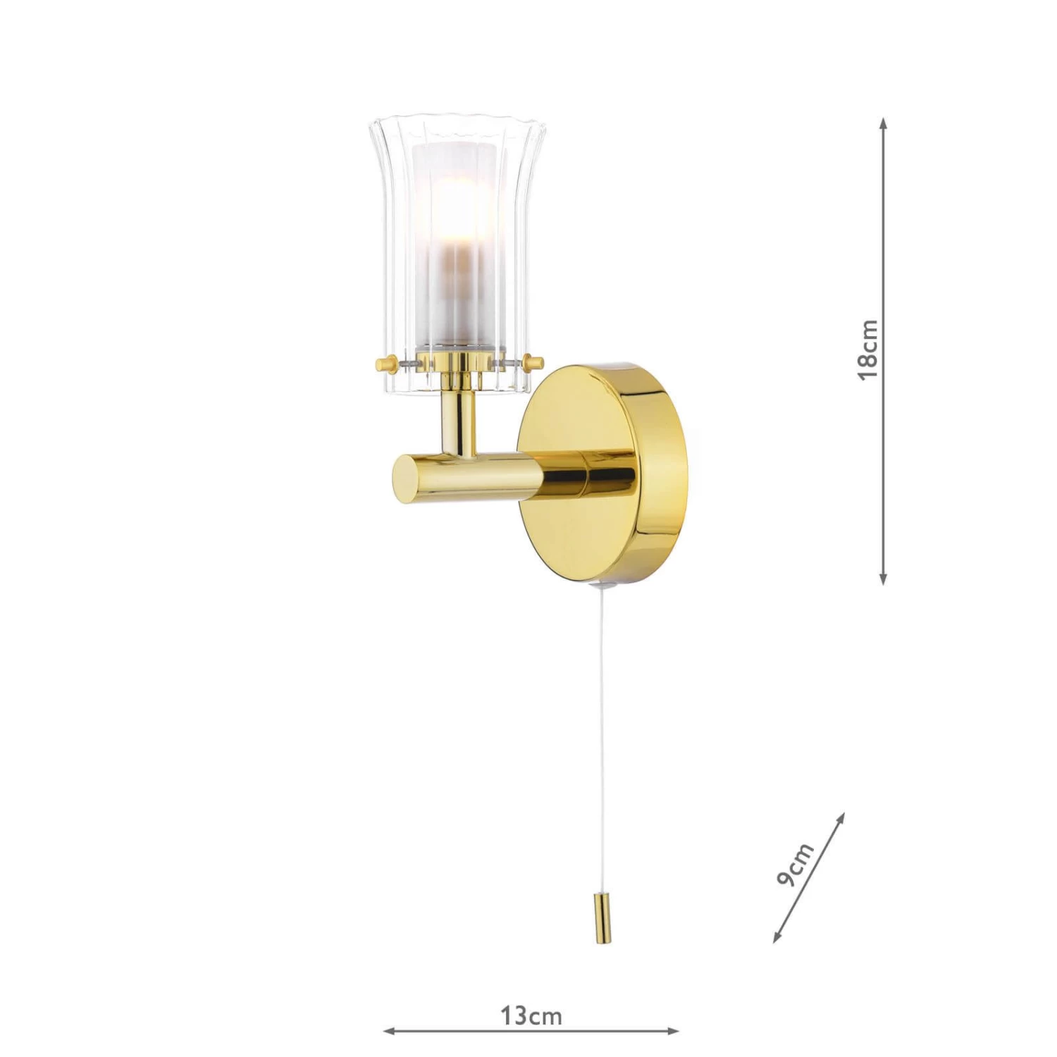 Elba Bathroom Wall Light Polished Gold Glass IP44 - Image 4