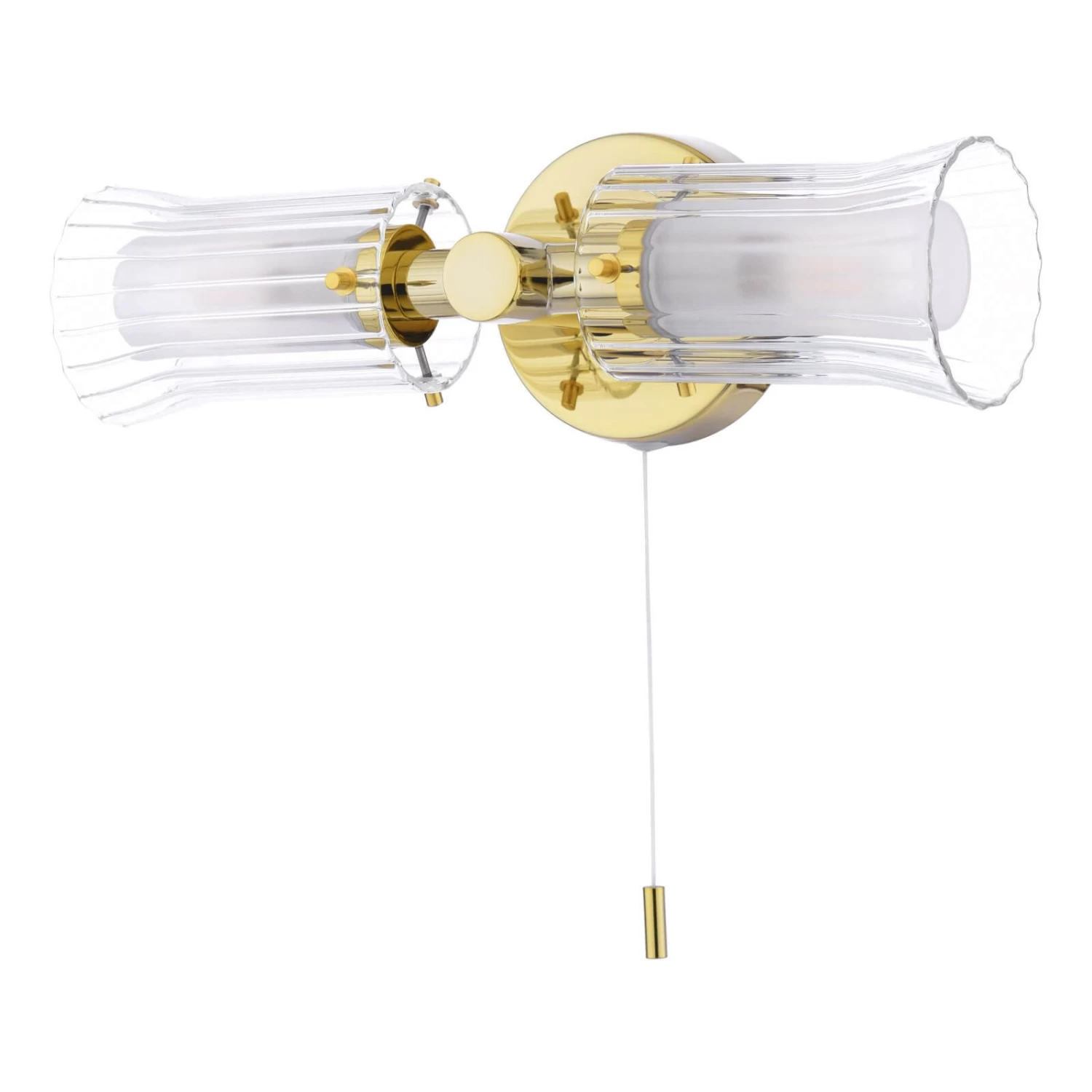 Elba Bathroom 2 Light Wall Light Polished Gold Glass IP44 - Image 2