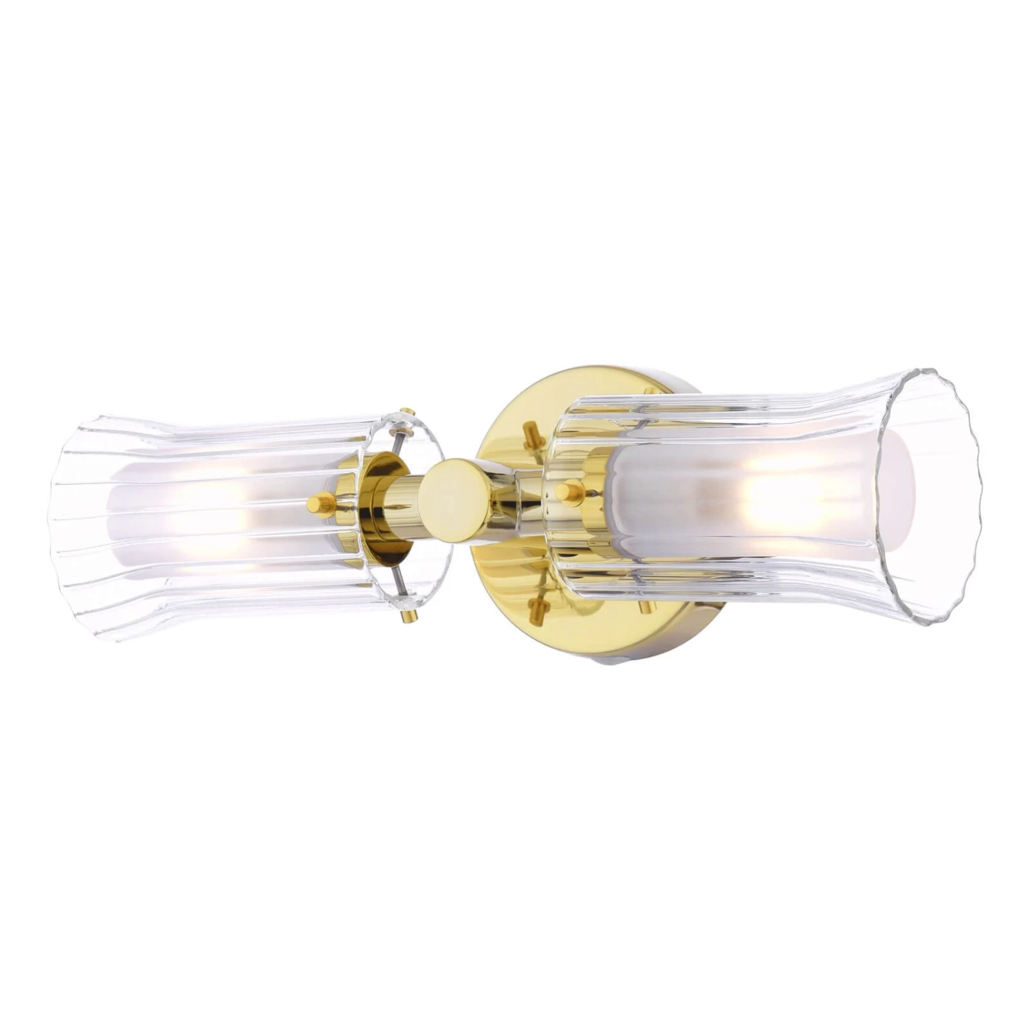 Elba Bathroom 2 Light Wall Light Polished Gold Glass IP44 - Image 3