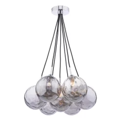 Elpis 7 Light Cluster Pendant Polished Chrome Smoked Glass