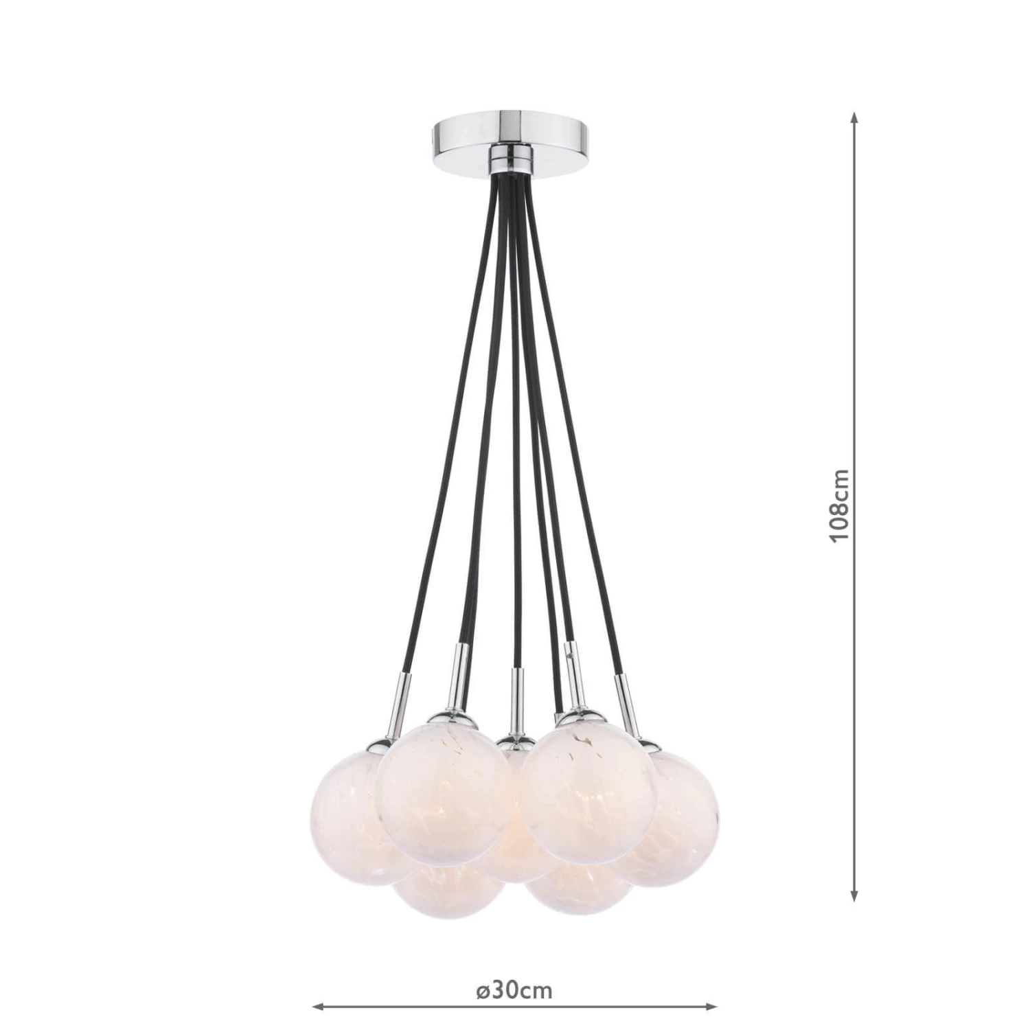 Elpis 7 Light Cluster Pendant Polished Chrome & Confetti Glass - Image 3