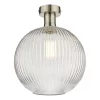 Emerson Semi Flush Antique Chrome Round Ribbed Glass