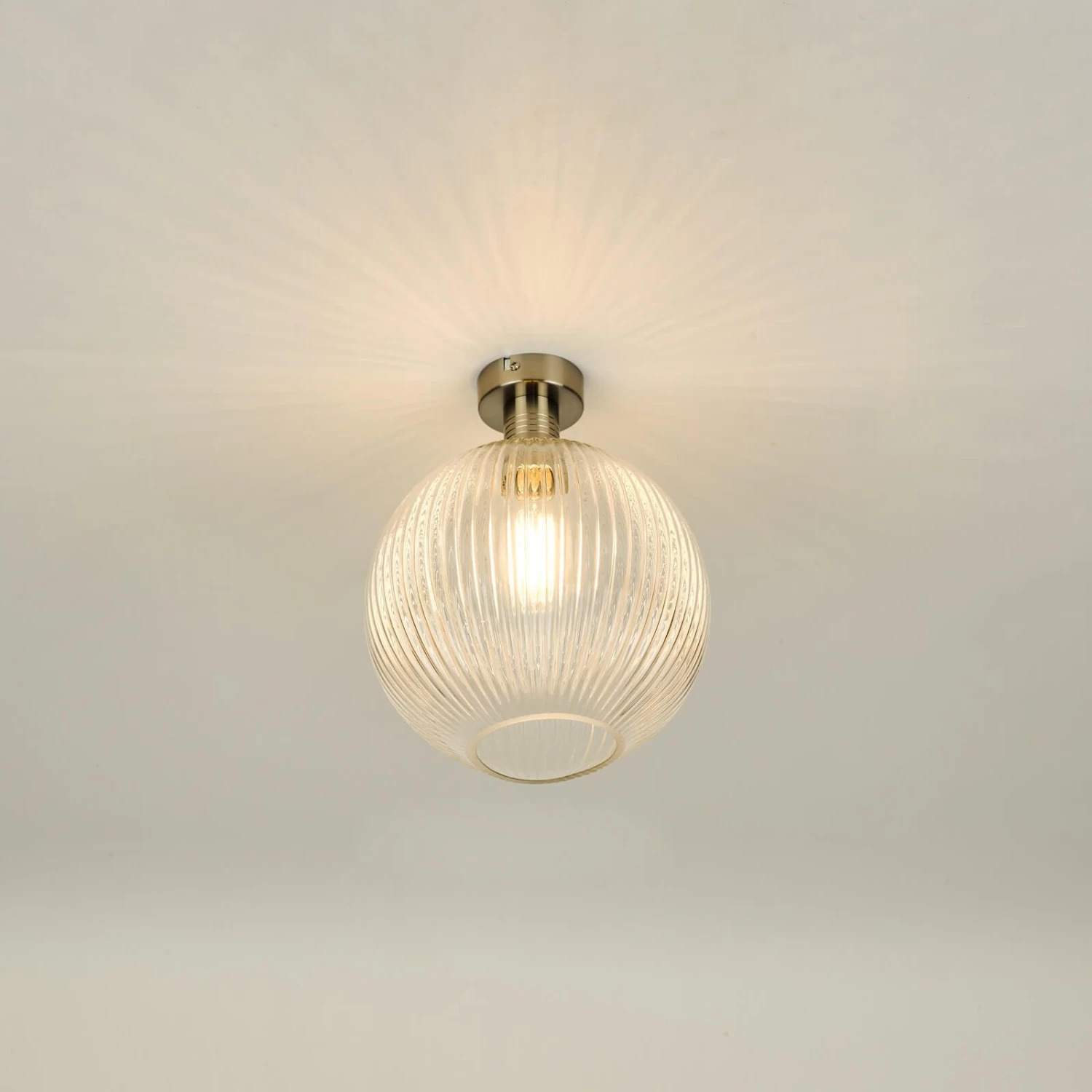 Emerson Semi Flush Antique Chrome Round Ribbed Glass - Image 3