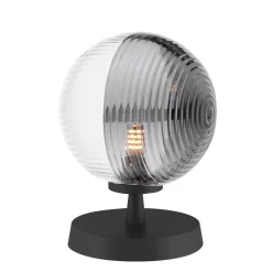 Esben Table Lamp Matt Black & Smoked/Clear Ribbed Glass