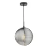 Evander Single Pendant Matt Black And Smoked Glass