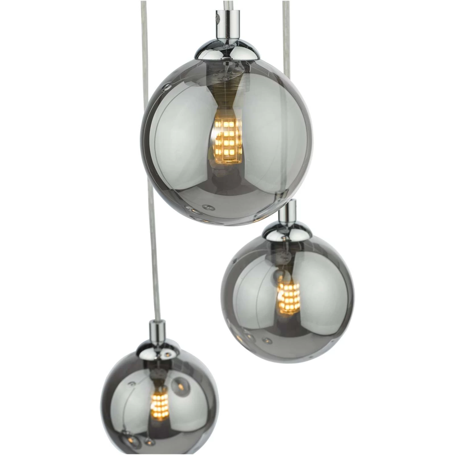 Federico 5 Light Cluster Pendant Polished Chrome Smoked Glass - Image 3