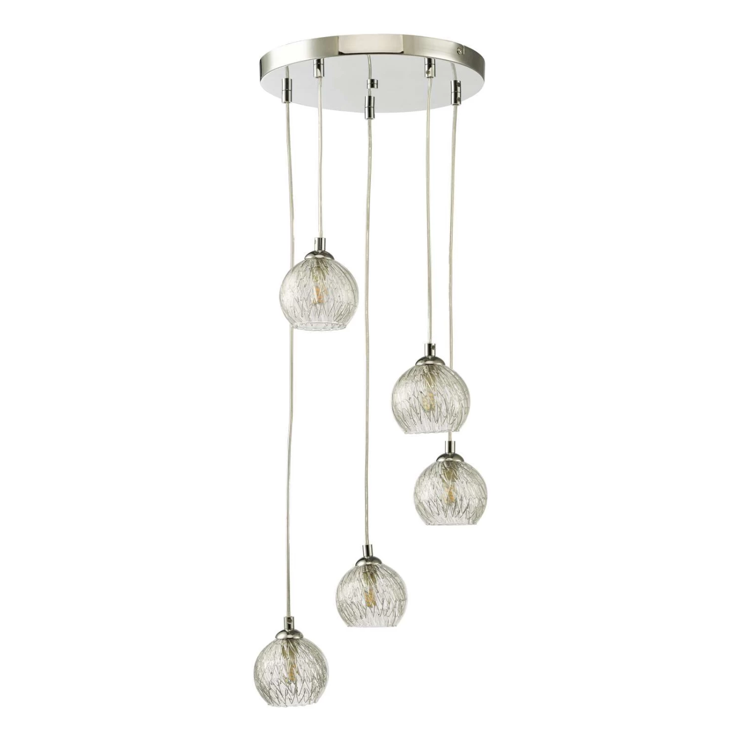 Federico 5 Light Cluster Pendant Polished Chrome Clear/Wire Glass - Image 2