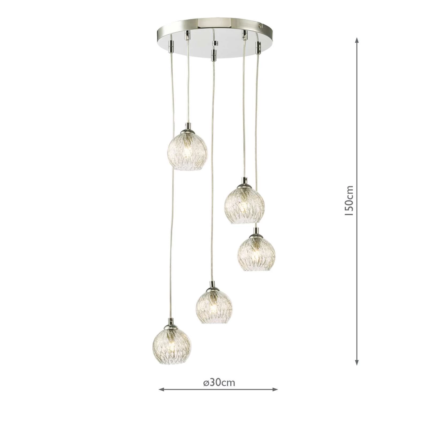 Federico 5 Light Cluster Pendant Polished Chrome Clear/Wire Glass - Image 4
