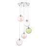 Federico 5 Light Cluster Pendant Polished Chrome Mixed Coloured Glass