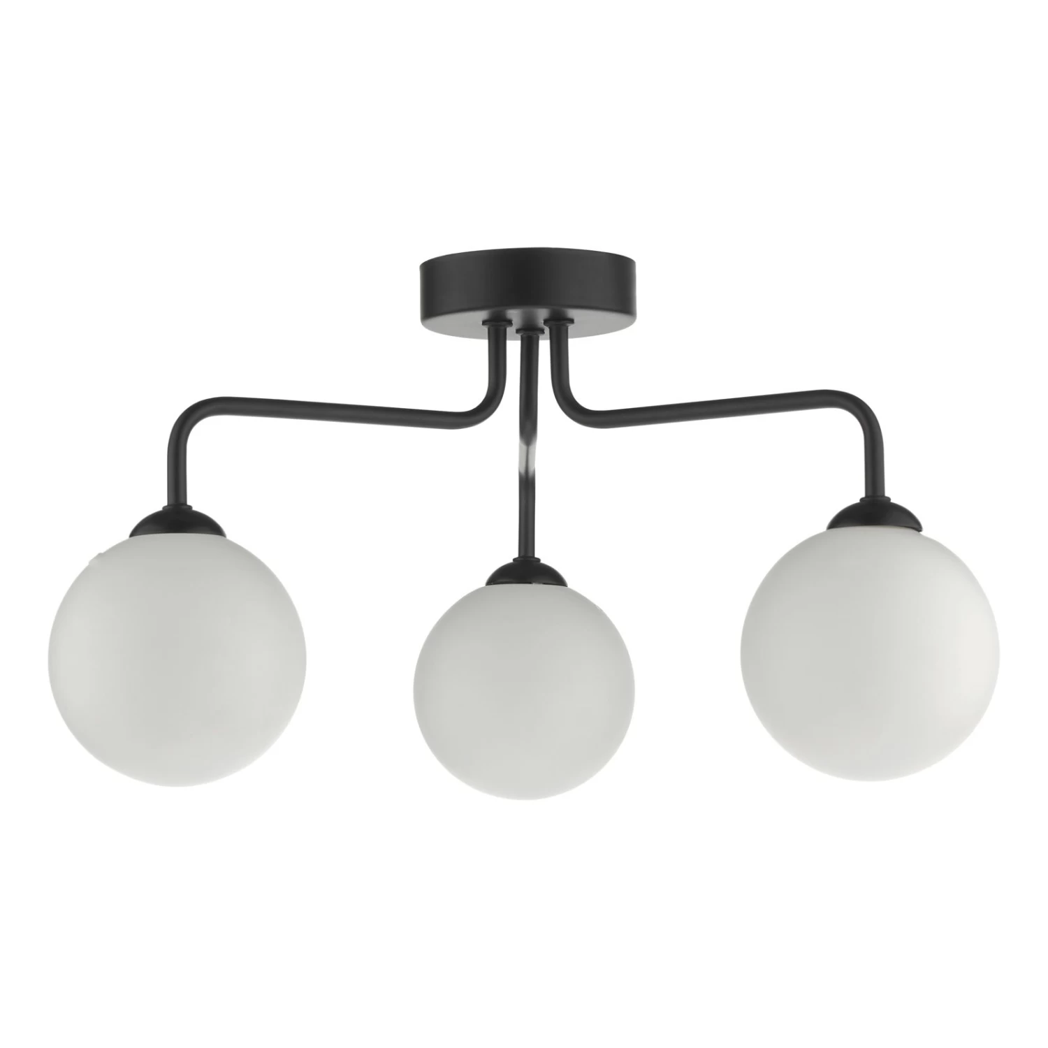 Feya 3 Light Semi Flush Matt Black Opal Glass - Image 2