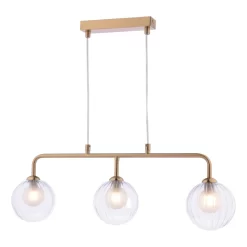 Feya 3 Light Bar Pendant Antique Bronze & Clear/Opal Glass